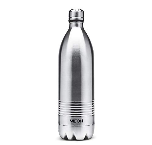 Milton Duo DLX 1000 Thermosteel 24 Hours Hot and Cold Water Bottle, 1 Piece, 1 Litre, Silver | Leak Proof | Office Bottle | Gym | Home | Kitchen | Hiking | Trekking | Travel Bottle