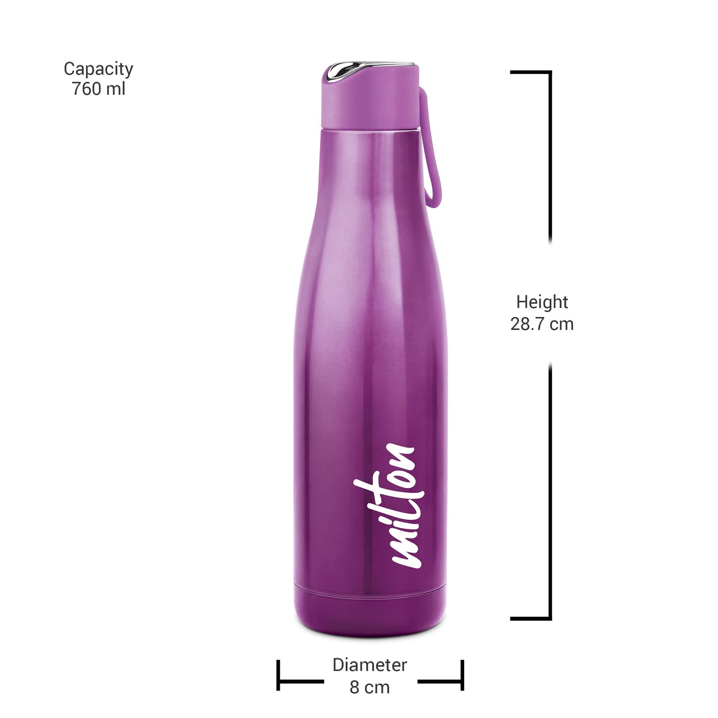 Milton Fame 800 Thermosteel Vacuum Insulated Stainless Steel 24 Hours Hot and Cold Water Bottle, 760 ml, Purple
