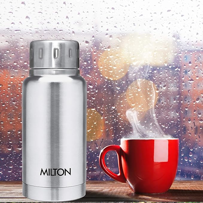 Milton Elfin 160 Thermosteel Hot and Cold Water Bottle, 160 ml, Silver | Leak Proof | Easy to Carry | Office Bottle | Hiking | Trekking | Travel Bottle | Gym | Home | Kitchen Bottle